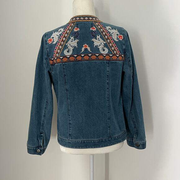 Chico’s Embroidered Boho Denim Jacket - Picture 5 of 9